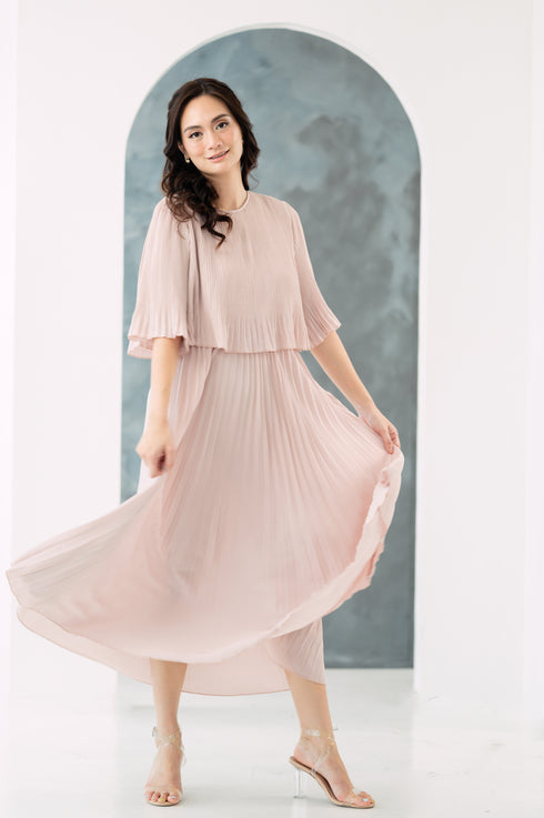 GS Party: Dianelle Flared Sleeve Pleated Dress